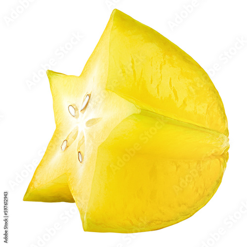 carambola, starfruit, isolated on white background, full depth of field