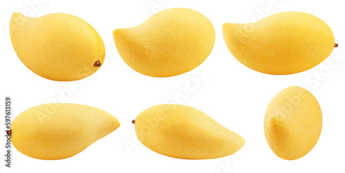 yellow Mango isolated on white background, full depth of field