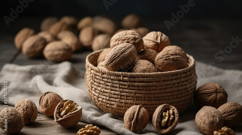 Walnuts Background -  Generative ai