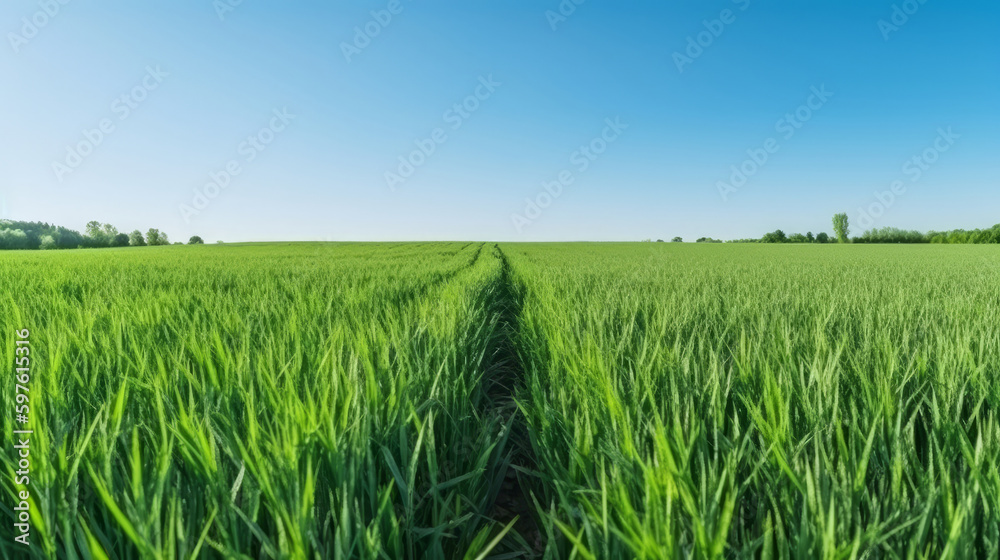 Juicy green field. Illustration AI Generative. Juicy green field. Illustration AI Generative.