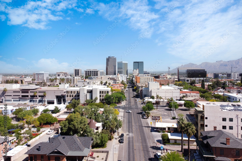 Aerial view of Tucson, Arizona USA