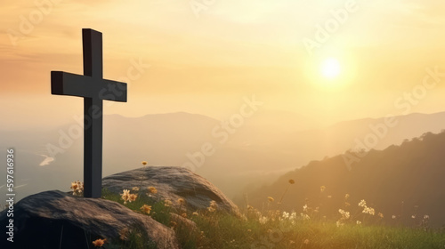 Happy Easter Background. Illustration AI Generative.