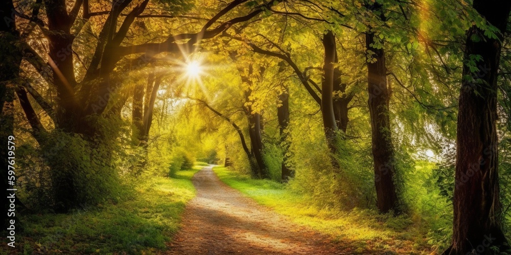 Obraz premium sun rays in the forest