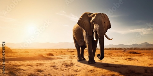 elephant at sunset