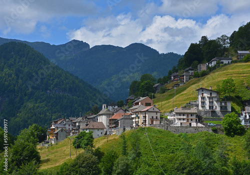 Das Dorf Spruga im Valle Onsernone, Kanton Tessin, Schweiz