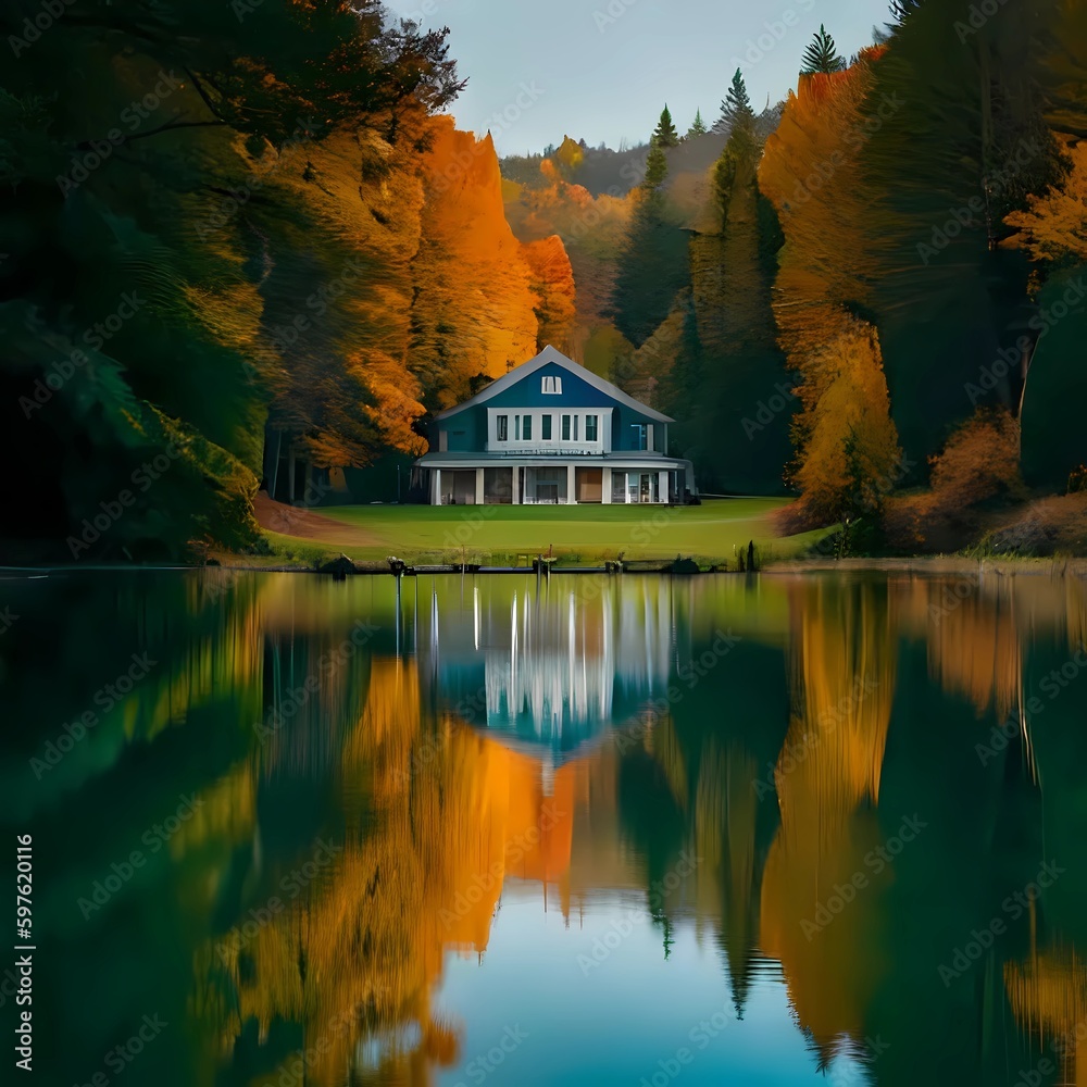 Fototapeta premium house on the lake