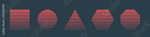 Retrowave Synthwave Vaporwave Style Simple Minimal Geometric Different Shapes. Retro Wave Abstract Minimalistic Various Forms Square Circle Triangle Hexagon Octagon Isolate Design Elements