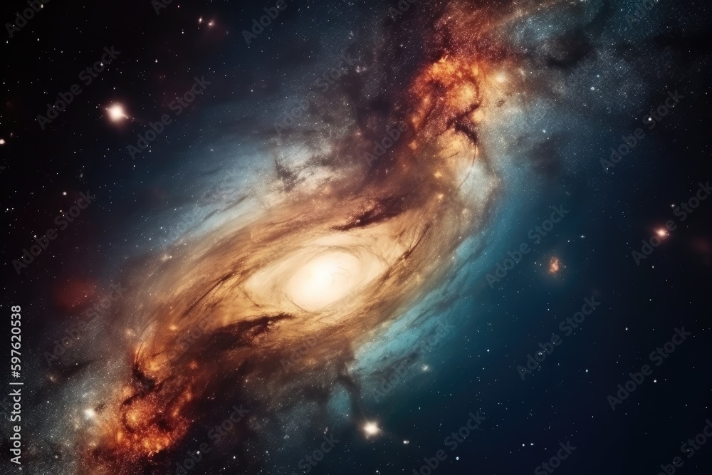 spiral galaxy with a stunning display of stars in the background. Generative AI