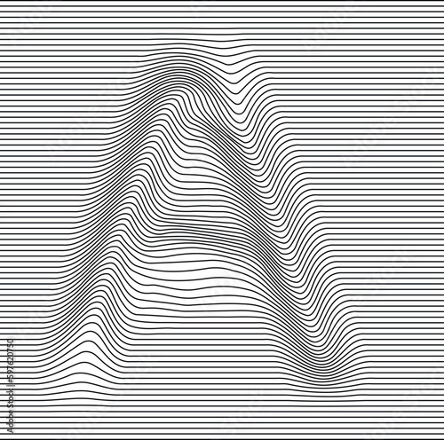 letter alphabet illusion with lines waves