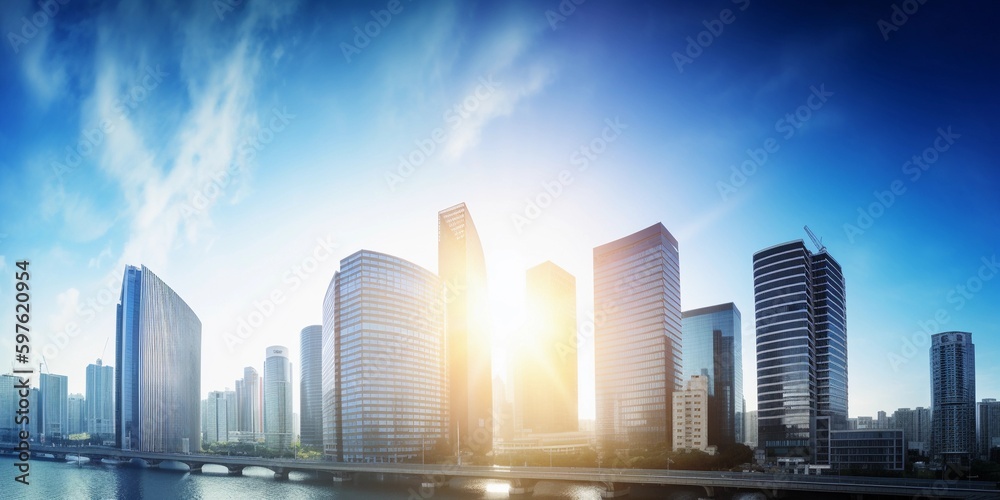 Obraz premium city skyline at sunset