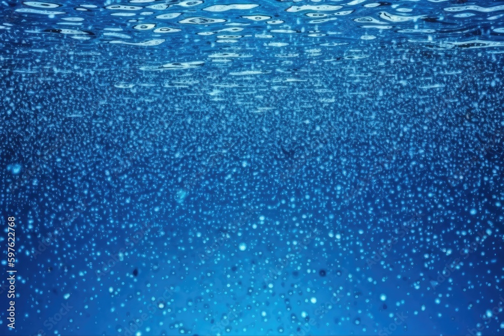 Obraz premium blue water surface with bubbles. Generative AI