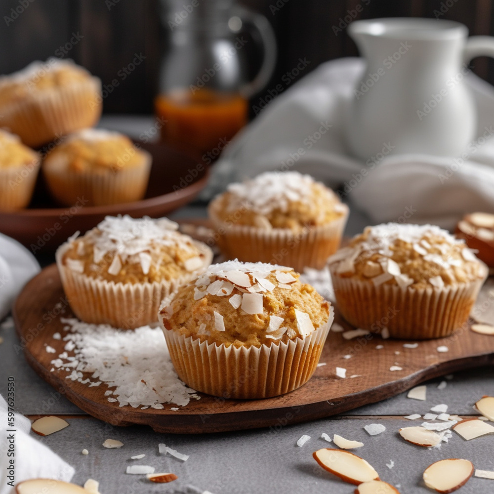 Backed Carrot Muffins With Almond Coconut 