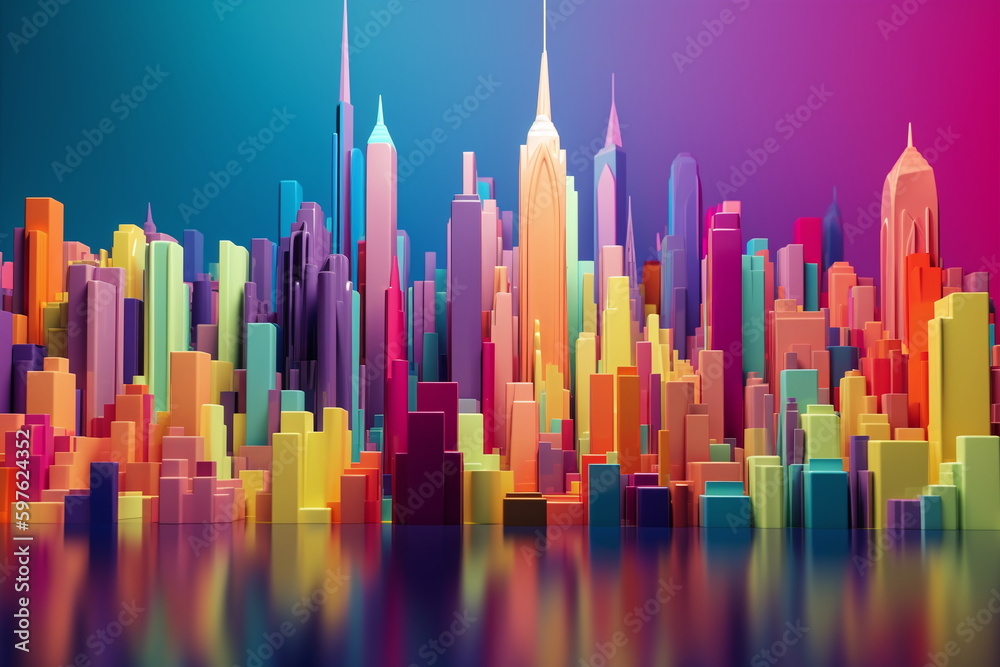 
The Colorful City that Never Sleeps: New York Cityscape Illustration   - Generative Ai