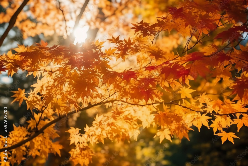 autumn landscape and sunlight.. AI generative autumn landscape and sunlight.. AI generative