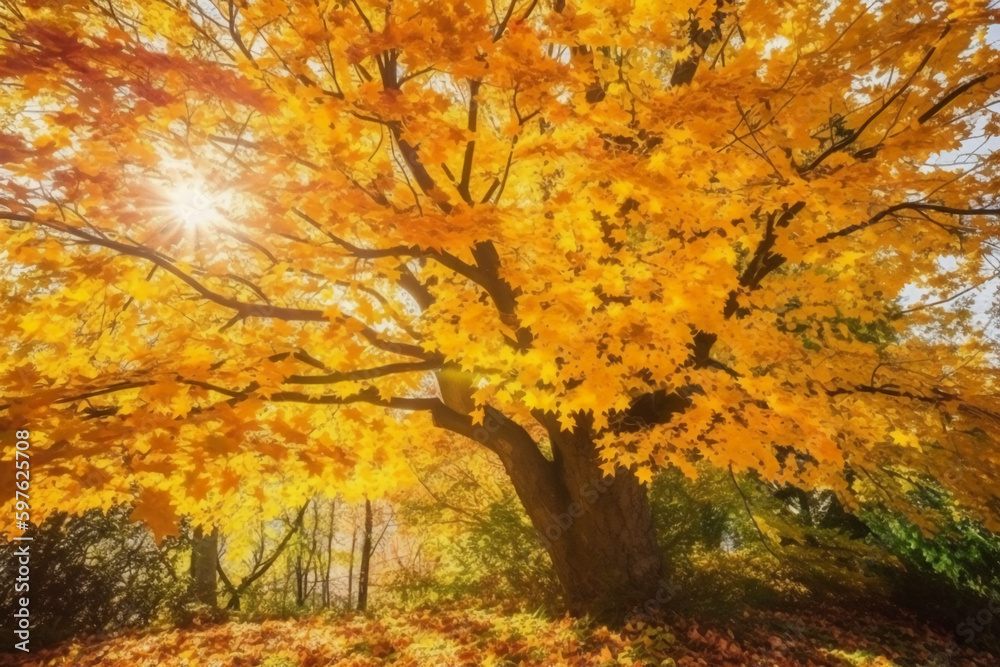 autumn landscape and sunlight.. AI generative autumn landscape and sunlight.. AI generative