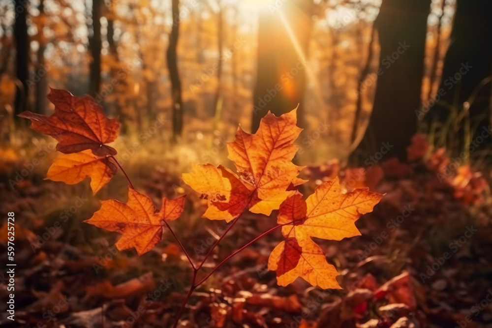 autumn landscape and sunlight.. AI generative