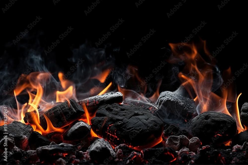 Coal embers still with flames ready to prepare a barbecue. Ai generated. Coal embers still with flames ready to prepare a barbecue. Ai generated.