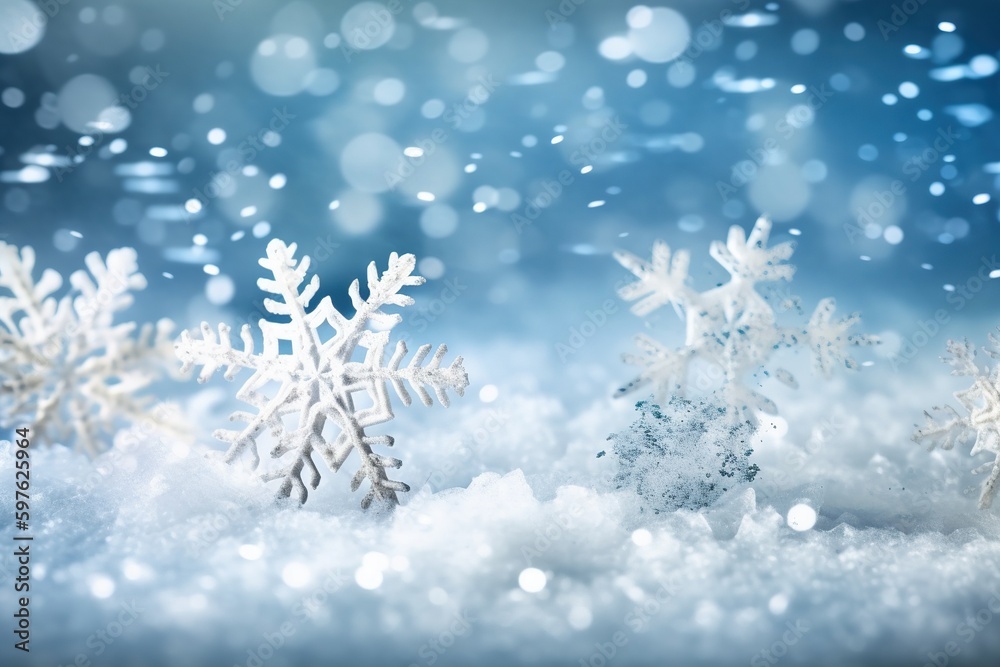 Delicate snowflakes, a Christmas background for designs, copy space. Ai generated. Delicate snowflakes, a Christmas background for designs, copy space. Ai generated.