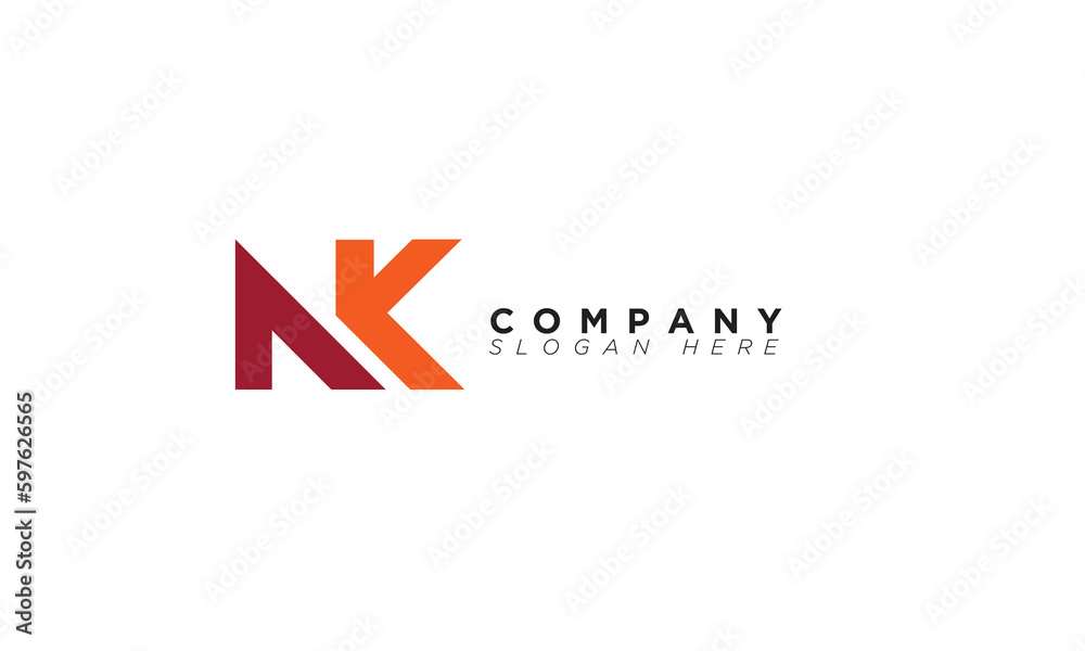 NK Alphabet letters Initials Monogram logo KN, N and K Stock Vector