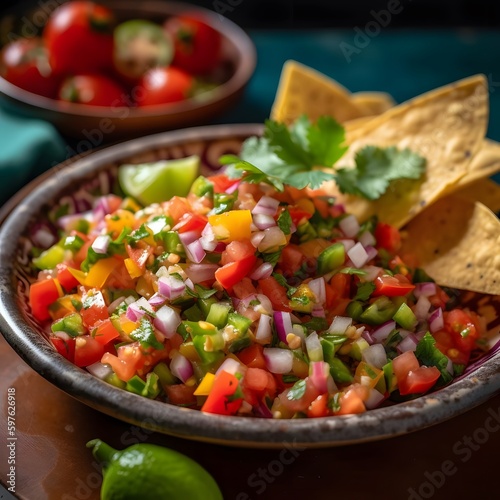 Colorful Mexican Salsa With Tortilla Chips