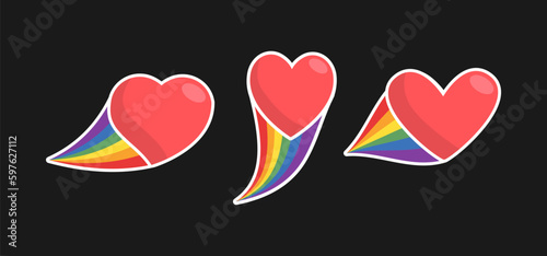Heart icon with rainbow flag tail. Lgbt support and love design. Lesbian, Gay, Bisexual, Transgender representation symbol.
