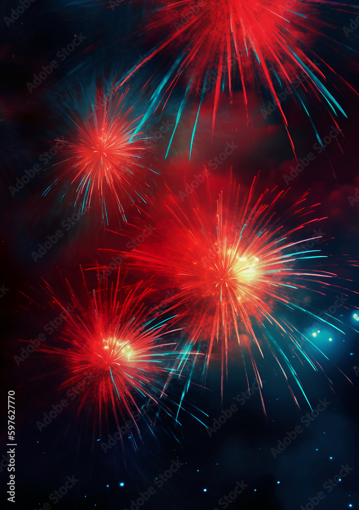 Blue, red, white, firework, Independence Day Abstract Poster background, copyspace. AI generative Blue, red, white, firework, Independence Day Abstract Poster background, copyspace. AI generative