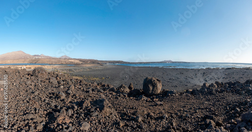 Janubio beach, located in Yaiza, on the island of Lanzarote, Canary Islands, Spain