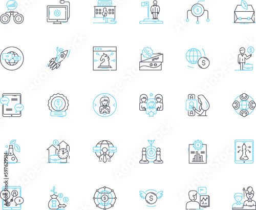 Industrial development linear icons set. Manufacturing, Production, Automation, Assembly, Machining, Fabrication, Construction line vector and concept signs. Mining,Extraction,Refining Generative AI