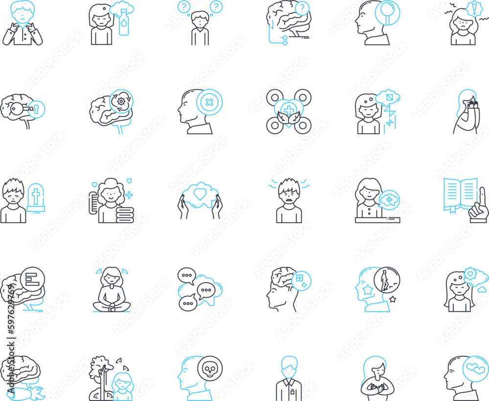 Obraz premium Intellectual wellness linear icons set Generative AI