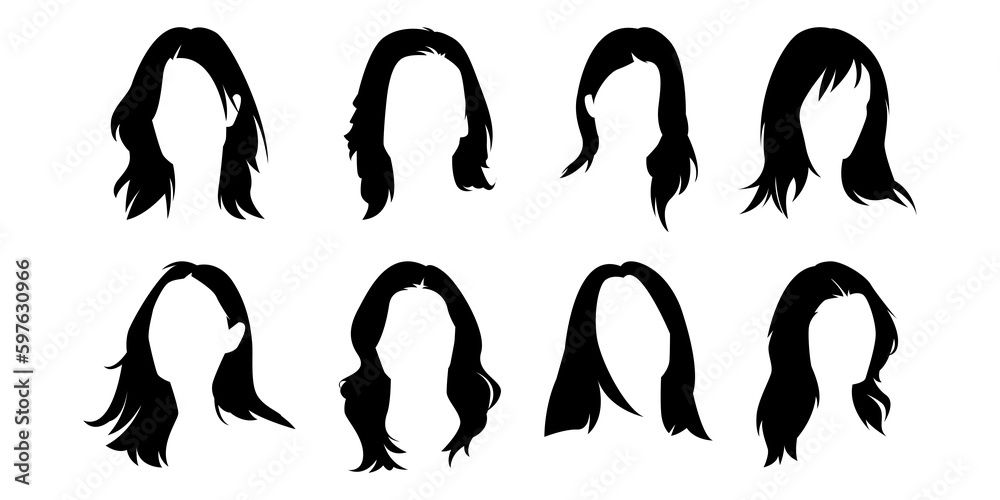 set of various woman hairstyle silhouette. concept of beauty, fashion, salon, hairstyle. vector illustration. set of various woman hairstyle silhouette. concept of beauty, fashion, salon, hairstyle. vector illustration.