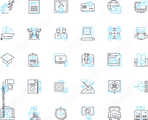 Expertise linear icons set. Knowledge, Skill, Proficiency, Mastery, Talent, Experience, Specialty line vector and concept signs. Competence,Expertness,Know-how outline illustrations Generative AI