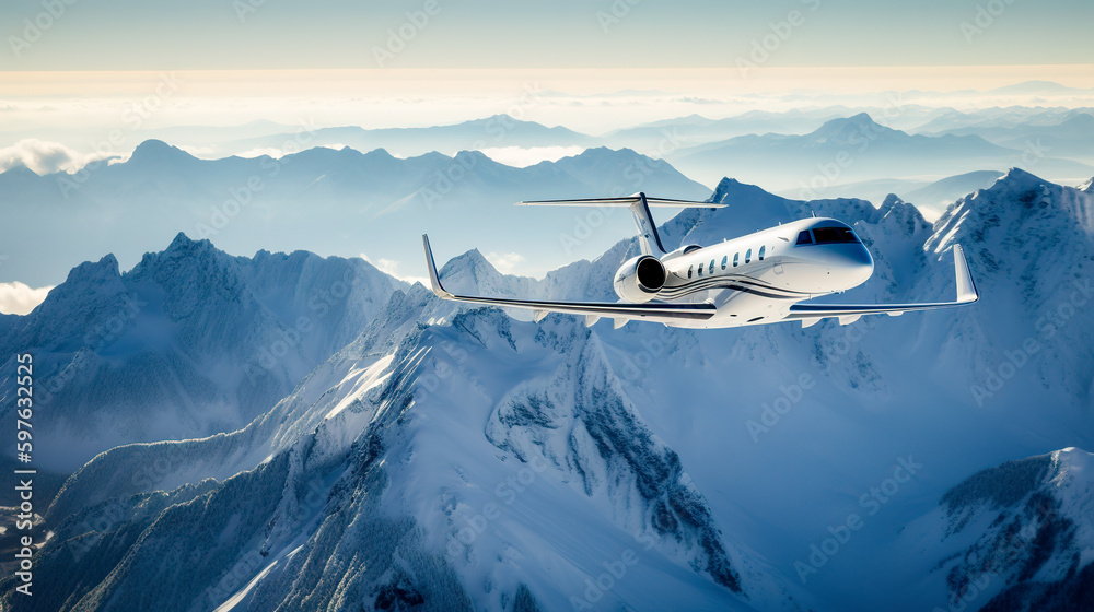 Fototapeta premium Gulfstream Aerospace G550 luxury business jet above the Switzerland