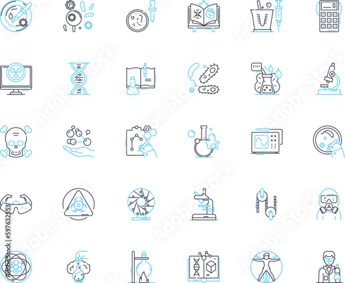 Environmental science linear icons set. Sustainability  Ecosystem  Climate  Conservation  Pollution  Biodiversity  Renewable line vector and concept signs. Generative AI