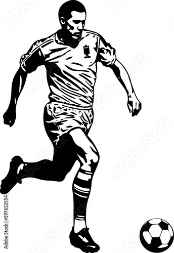 Illustration of football player in black and white style. © nazar12