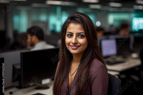 portrait of an Indian IT woman, Business Executive, Indian business Executive, Professional. Generative AI
