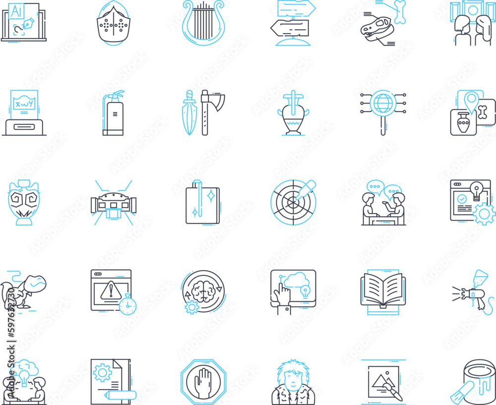 Exhibit linear icons set. Display, Showcase, Presentation, Exhibition, Show, Gallery, Art line vector and concept signs. Museum,Visual,Interactive outline illustrations Generative AI Exhibit linear icons set. Display, Showcase, Presentation, Exhibition, Show, Gallery, Art line vector and concept signs. Museum,Visual,Interactive outline illustrations Generative AI