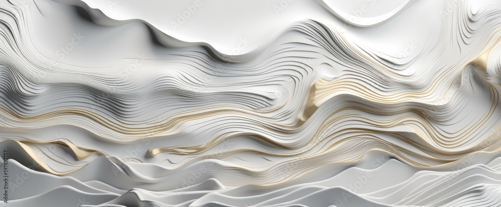 White and gold minimal waves background. Generative AI White and gold minimal waves background. Generative AI