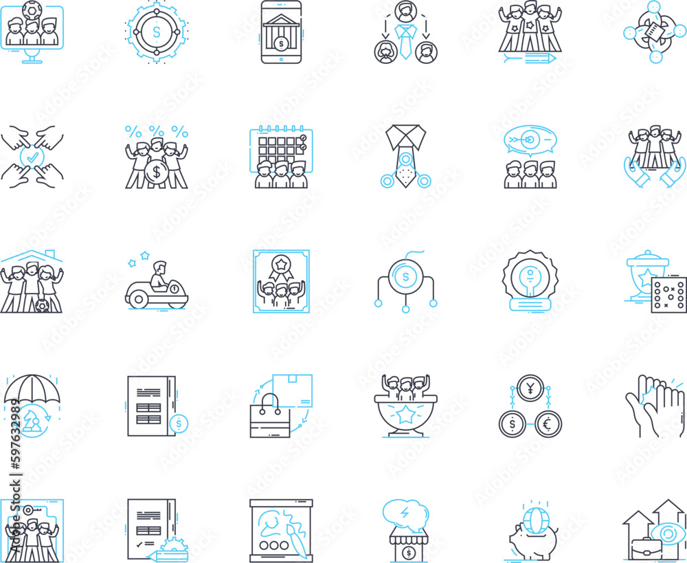 Economic stability linear icons set. Growth, Stability, Prosperity, Equilibrium, Robustness, Sustainability, Resilience line vector and concept signs. Consistency,Balance,Development Generative AI Economic stability linear icons set. Growth, Stability, Prosperity, Equilibrium, Robustness, Sustainability, Resilience line vector and concept signs. Consistency,Balance,Development Generative AI