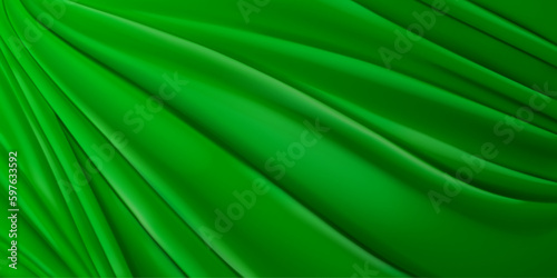 Background of green fabric with many folds