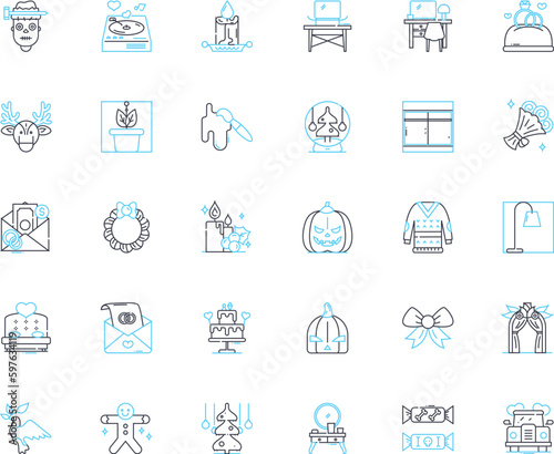 Creative aspects linear icons set. Innovation, Aesthetics, Imagination, Expression, Originality, Inspiration, Artistry line vector and concept signs. Ingenuity,Vision,Uniqueness outline Generative AI