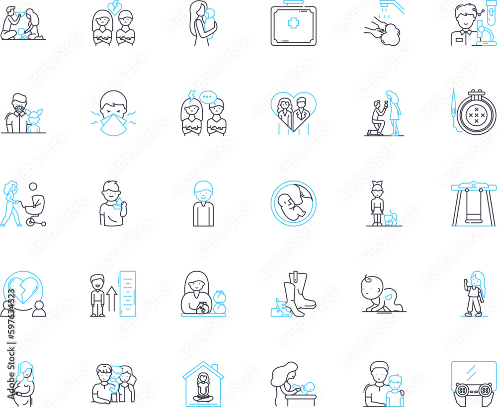 Companionship linear icons set. Friendship, Bonding, Togetherness, Support, Camaraderie, Loyalty, Connection line vector and concept signs. Care,Understanding,Empathy outline Generative AI