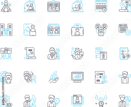 Career linear icons set. Growth, Success, Ambition, Fulfillment, Progress, Achievement, Development line vector and concept signs. Advancement,Mastery,Specialization outline Generative AI