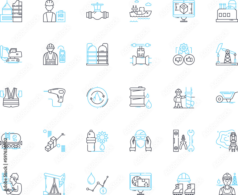 Commercial complex linear icons set. Retail, Business, Offices, Services, Restaurant, Parking, Convenience line vector and concept signs. Investment,Venue,facility outline illustrations Generative AI