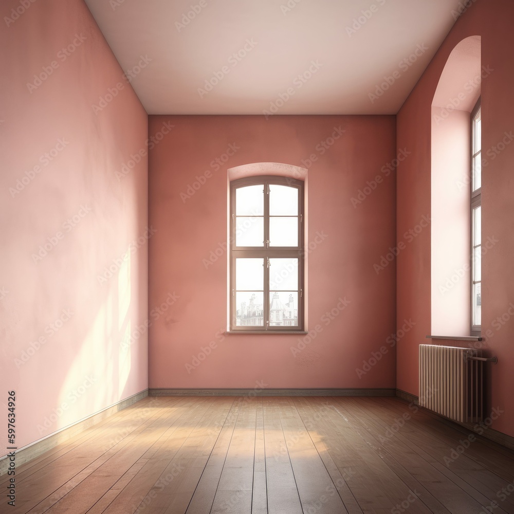 Obraz premium Small Pink Room Backdrop Interior Illustration [Generative AI]