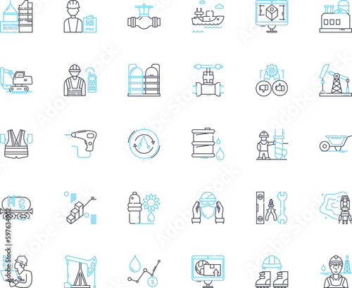 Commercial complex linear icons set. Retail, Business, Offices, Services, Restaurant, Parking, Convenience line vector and concept signs. Investment,Venue,facility outline illustrations Generative AI