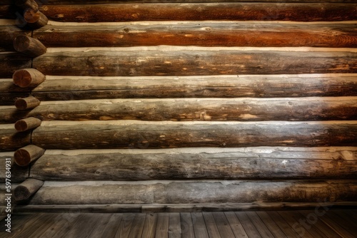 Log Cabin Wall Texture Interior Illustration [Generative AI]