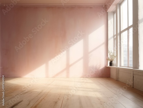Blush Pink Wall Next to Window Copy Space Interior Backdrop Illustration  Generative AI 