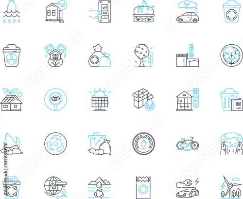 Conservation linear icons set. Preservation, Sustainability, Restoration, Protection, Environment, Ecology, Biodiversity line vector and concept signs. Habitat,Wildlife,Natural outline Generative AI