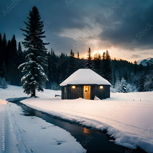 snow covered house