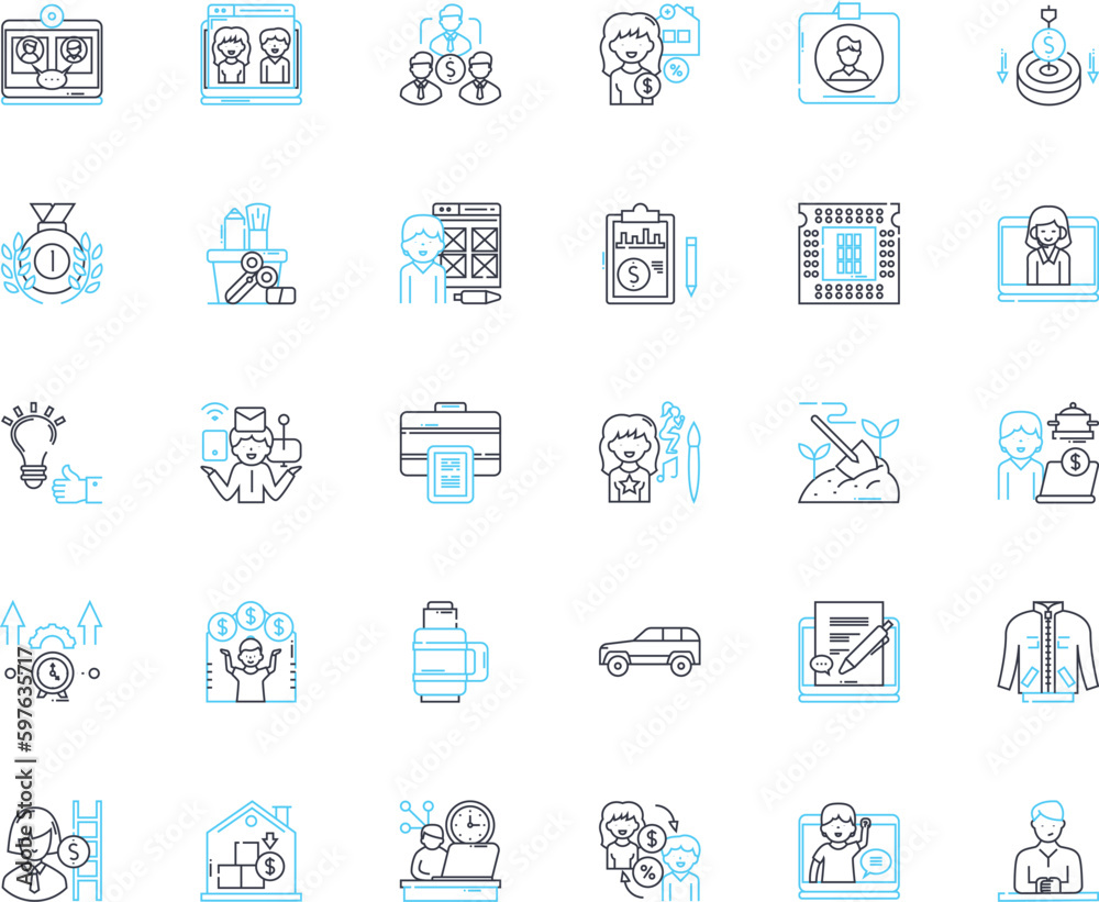 Adverse impact linear icons set. Discrimination, Unfairness, Inequity ...